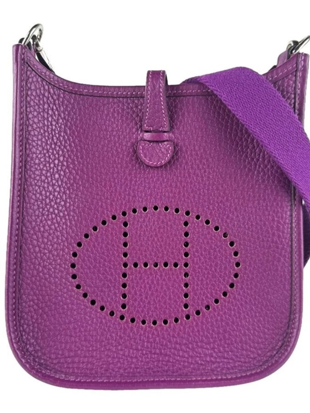 HERMES Evelyn Amazon TPM Shoulder Bag Purple Taurillon Clemence
